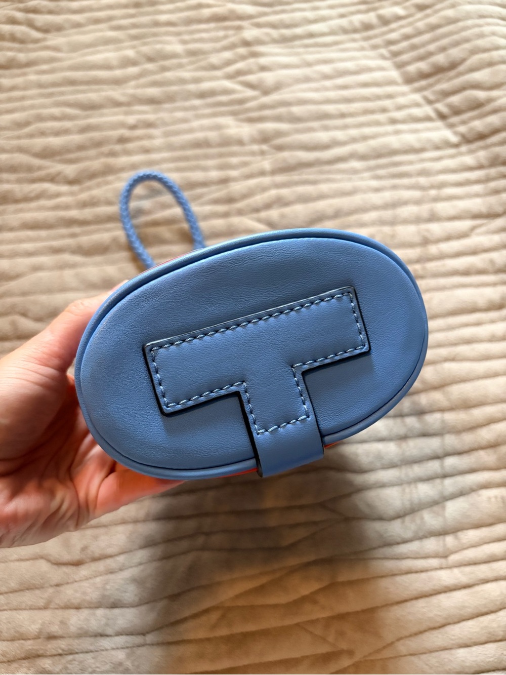 Tory Burch Blue and Coral Floral Appliqué Wristlet Clutch - Picture 4 of 4